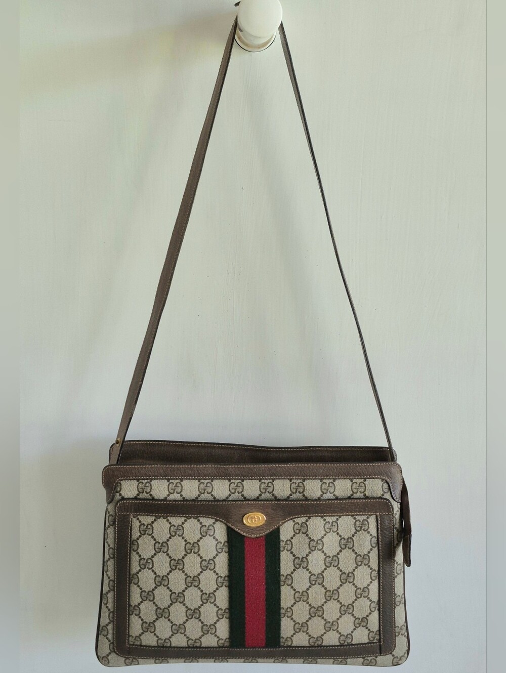 Gucci Beige GG Supreme Web Ophidia Collection Sherry Line Medium Shoulder Bad